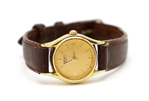 SEIKO 2Y01-0A19 Gold Tone Dial Leather Band Quartz Women's Watch NEEDS Battery - Picture 1 of 5