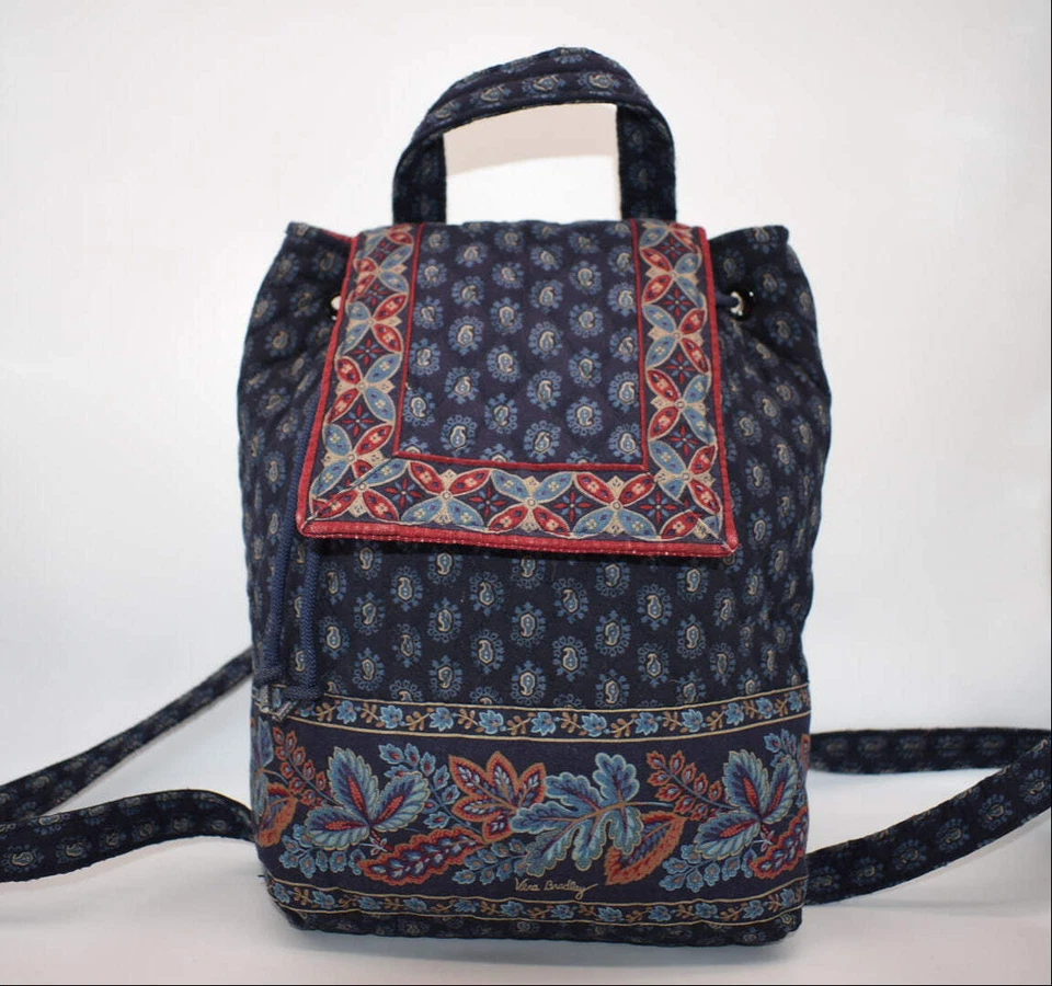 Vintage Vera Bradley Mimi Backpack in "Classic Navy -1998" Pattern - Image 1 of 4