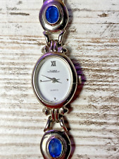Gloria Vanderbilt Futura Women's Quartz Watch Blue Stone Accents- New Battery!