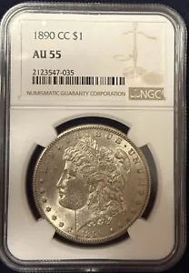 1890-CC Morgan Dollar AU-55 NGC - Picture 1 of 4
