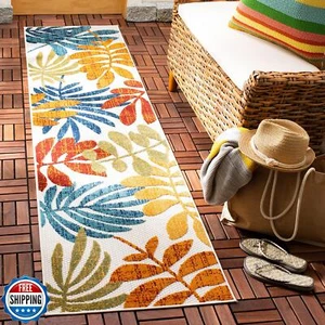 SAFAVIEH Cabana Collection 2' x 14' Cream/Red CBN814A Botanical Indoor/ Outdo - Picture 1 of 5
