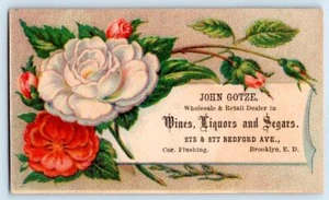 TARJETA COMERCIAL VICTORIANA BROOKLYN NY JOHN GOTZE LICOR VINO SEGARS CIGARS de 1880 - Imagen 1 de 2