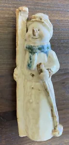 Ceramic Brown Glaze, Snowman Figurine Hat and Scarf 7” Vintage Christmas Winter - Picture 1 of 12