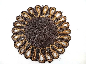 Trivets Size 8in Dyed Purple & Natural Grass Fiber Sewn Weave Twist - Picture 1 of 4