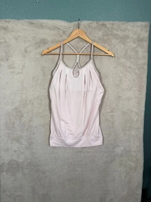 Camiseta sin mangas suelta Lululemon Let It entrenamiento yoga, talla 4, rayas rosa claro Foto 1 de 4