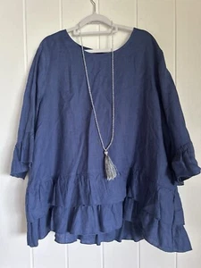 LOVELY LINEN TOP BY GORDON SMITH SIZE 18 U TO U 63CM NINA PROUDMAN STYLE - Picture 1 of 5