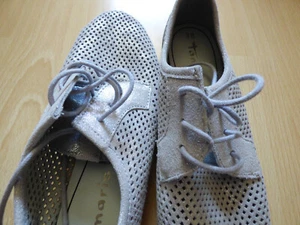 Tamaris Sommer Schnürschuhe Lochmuster Gr. 38 in Grau Silber wie NEU - Bild 1 von 10