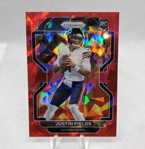 2021 PANINI PRIZM JUSTIN FIELDS RC ROOKIE RED CRACKED ICE #334 BEARS 🏈