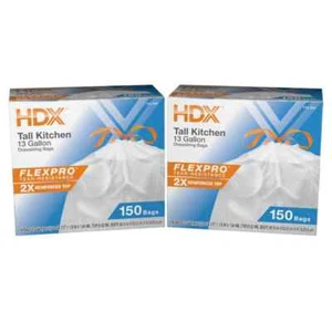 FlexPro 13 Gal. Reinforced Top Drawstring Kitchen Bags (300-Count) - Picture 1 of 7
