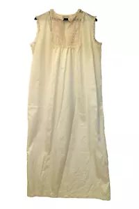 VINTAGE 1970ER BARBIZON BOUTIQUE NACHTKLEID NACHTKLEID, SPITZENZIERLEISTE, ELFENBEINFARBE PJ - Bild 1 von 5