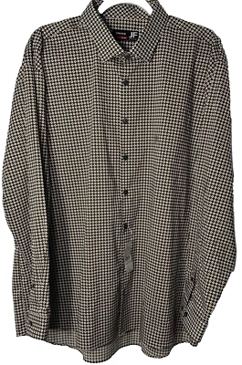 Camisa de Vestir JF J.Ferrar Para Hombre XXL 18-18.5 Marrón Abotonada Geo Calce Ajustado Elastizada Foto 1 de 4