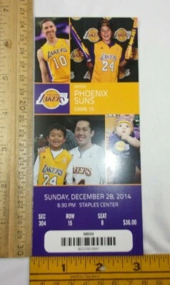 Los Angeles Lakers v Suns 28/12/2014 boleto de juego 8 Kobe Bryant Jeremy Lin 19pts Foto 1 de 2