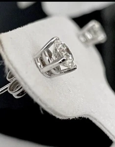 14k White Gold High Quality Vs1 G Color Very Good Cut Diamond 1ct Tdw Studs - Picture 1 of 5