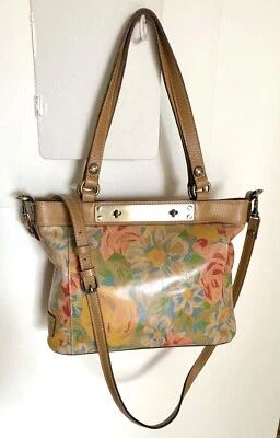 Vintage Patricia Nash Floral Heritage Leather Clasp Turn Lock Tote Bag Crossbody - Image 1 of 4