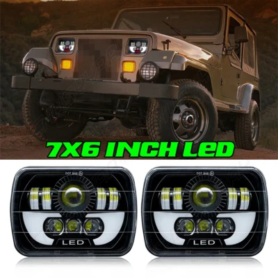 Par de faros LED 7x6" Hi-Lo DRL para GMC C1500 C2500 C3500 79-86 Foto 1 de 4