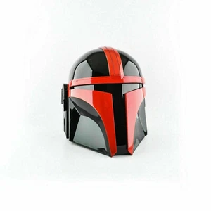 Mandalorian Custom Helmet Boba Fett Steel LARP Costume Black Red Series War Prop - Picture 1 of 9