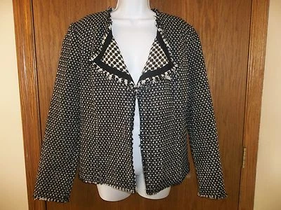CHAQUETA BLAZER MUJER NUEVA EDDIE BAUER MEZCLA LANA NEGRO/BLANCO TALLA 12 MSP $149 Foto 1 de 4