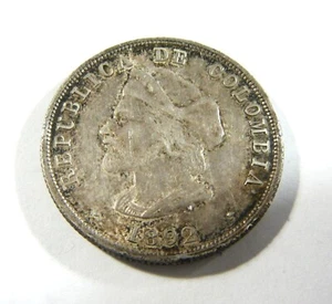 1892  Colombia Silver 50 Centavos - Picture 1 of 2