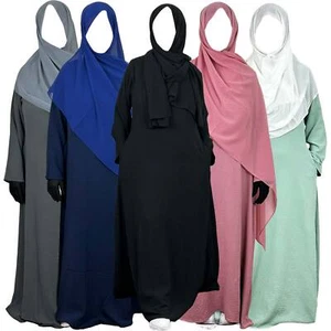 Syeeds Boutique Cotton Abayas With Hijab Long Women Dress Muslim Modest Clothes - Picture 1 of 47