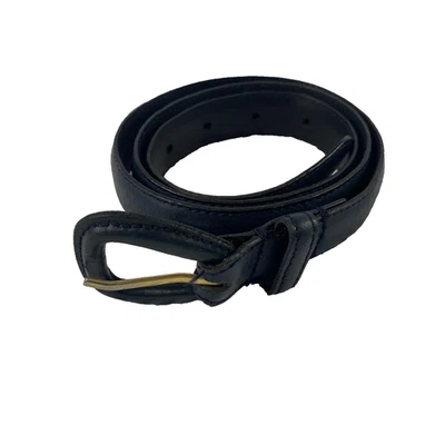 Cinturón Ralph Lauren Mujer Mediano Azul Marino Cuero Genuino Hebilla Dorada RL Clásico Foto 1 de 4