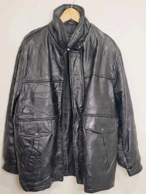 Chaqueta de Cuero de Cordero Grano Superior Genuino Diseño Mosaico Italiano Marca Maxam® L Foto 1 de 4