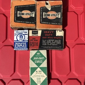 Vintage Lot of 5: Nail Tack Staples Advertising Boxes Memorabilia - Picture 1 of 7