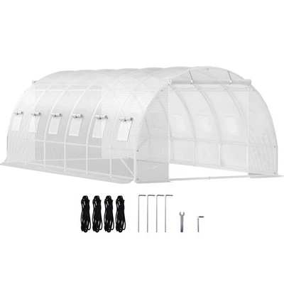 Walk-in Tunnel Greenhouse Galvanized Frame & Waterproof Cover 20x10x7ft - Image 1 of 4