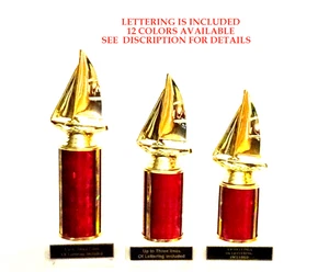 SET OF 3 RAINGUTTER TROPHIES SAILBOAT 12 COLORS - Picture 1 of 4