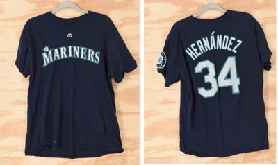 Seattle Mariners Felix Hernández #34 MajesticJersey Estilo Camiseta Para Hombre Grande Foto 1 de 4