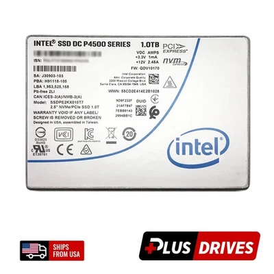 1TB NVMe Intel U.2 2.5" Enterprise Server SSD Drive PCI Express 3.1 x4 DC P4500 - Image 1 of 4