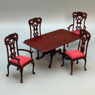 Bespaq 批量 全新带盒 餐桌 Chippendale 椅子 桃花心木 微型娃娃屋 1:12 — 第 1/4 张图片