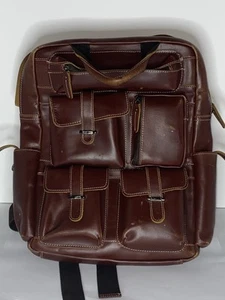 Large Beautiful Brown Full Grain Leather Backpack Men Purchased In Italy 400EU - Picture 1 of 13