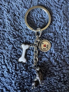 Cavalier King Charles Pewter Keychain With Charms By Little Gifts. - Picture 1 of 2