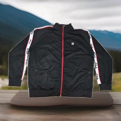 Fila Track Jacket Mens 4XL Tall Big Black Zippered - Image 1 of 4