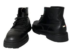 Vintage Tommy Hilfiger Schuhe schwarz Leder Knöchel Kampf Arbeit Schnürstiefel 8M - Bild 1 von 11