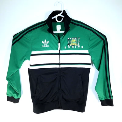 Adidas Seattle Super Sonics Green Gold Trefoil Logo Track Warmup Jacket Men's S - Image 1 of 4