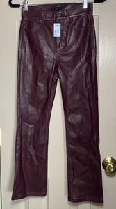 Ann Taylor Petite Faux Leather  Burgundy Pants Size 00 NWT - Picture 1 of 4