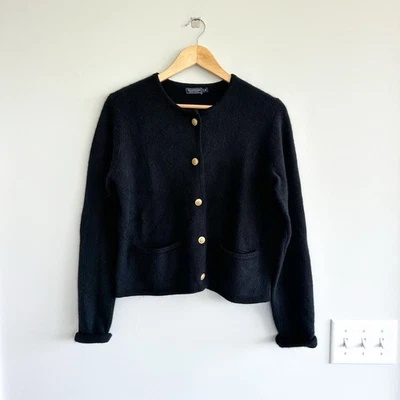 Cárdigan de felpa Vineyard Vines mezcla lana-cachemira botón delantero suéter negro M Foto 1 de 4