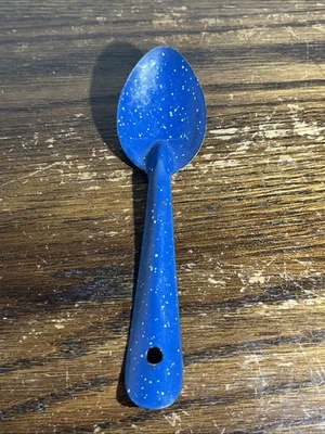 Vintage Enamelware Blue Speckled Spoon Enamel Camp Fire Farm House Western - Image 1 of 4