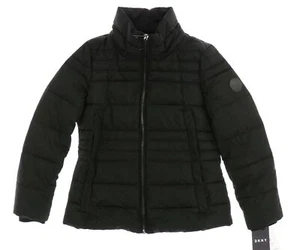 DKNY 254941 Womens Water Resistant Puffer Jacket Solid Black Size Medium - Picture 1 of 3