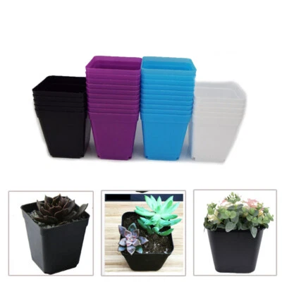 Multicolor Square Plant Small Flower Pot Plastic Succulent pots Nursery Garden - Image 1 of 4
