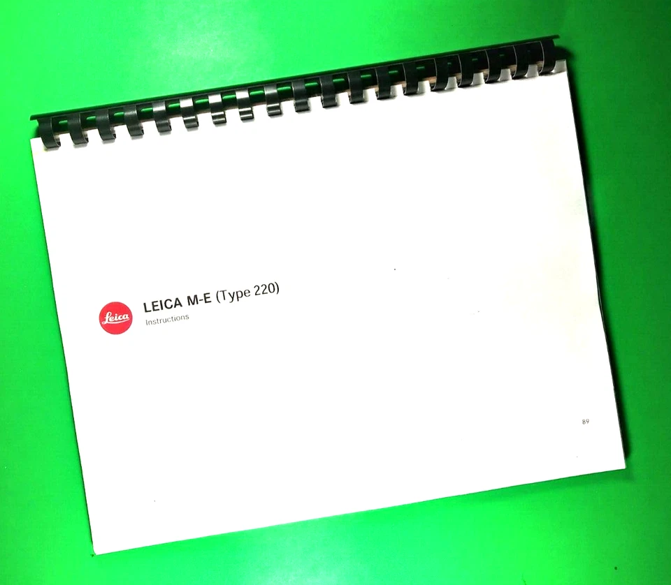 Manual del propietario para Leica M-E (tipo 220) ¡178 páginas con cubiertas transparentes! Foto 1 de 1