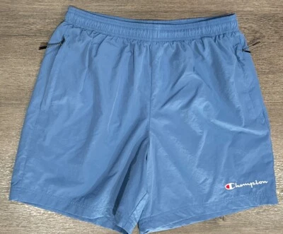 Champion Bañador Para Hombres L Azul Cielo Pantalones Cortos Forrados Bolsillos Board Shorts Foto 1 de 4