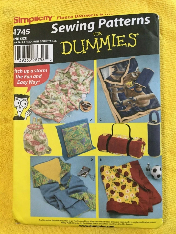 Simplicity 4745 Fleece Pillow Blanket Bag Sewing Pattern Uncut