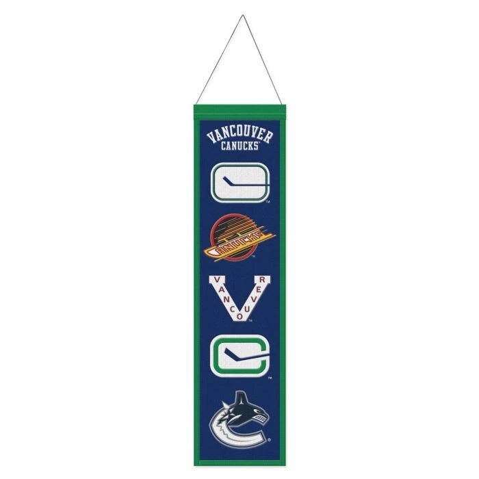 Vancouver Canucks NHL Heritage Banner Lana Bordada 8" X 32" Foto 1 de 1