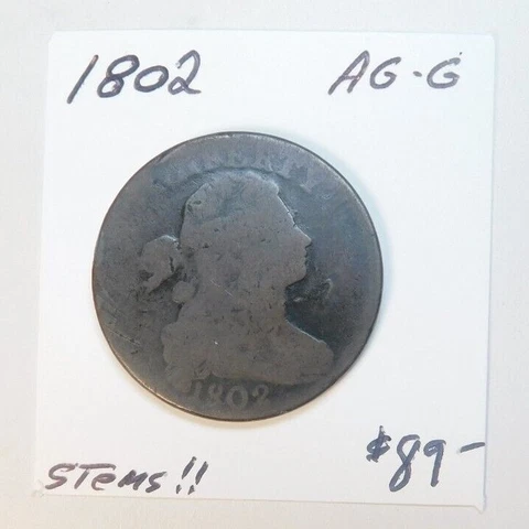 1802 BUST LARGE CENT!!!!!! - 100% ORIGINAL NEVER CLEANED!!!!!!!!!!!!!!!! AG - G Cover
