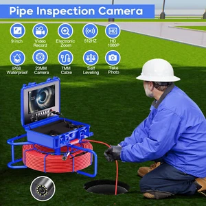 Telecamera ispezione tubi fognari 9'' 512HZ autolivellante contatore attesa DVR 50M - Foto 1 di 14