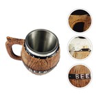 1Pc Wooden Viking Mug Wooden Tankard Wooden Stein Mug Wooden Beer Stein