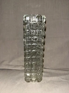 ❤️VTG CZECH SKLO UNION CUBE/ CLEAR CUT GLASS VASE. *READ* - Picture 1 of 4