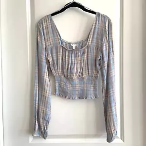 Self E by Self Esteem Small Plaid Cropped Top - Picture 1 of 9